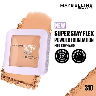 Maybelline New York Super Stay Flex Powder Foundation, 310, 30H Full Cover, Oil-Control 9 gm - Foundation