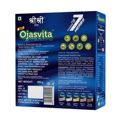 Sri Sri Tattva Ojasvita Powder - Strawberry Flavour 200 gm (Refill Pack) - Health Products