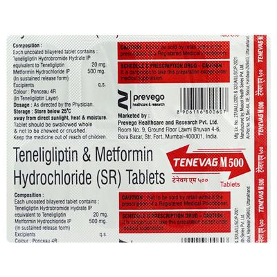 TENEVAG M 500 Tablet 10's - Diabetes-Ant