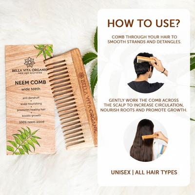 Bella Vita Organic Wide Tooth Wooden Comb 40 gm - Hair Combs