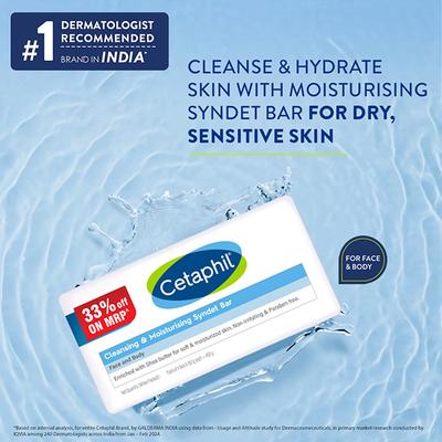 Cetaphil Cleansing Moisturizing Syndet Bar (Pack Of 4 x 100 g) - Soaps