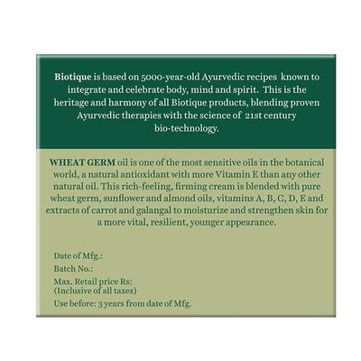 Biotique Bio Wheatgerm Youthful Nourishing Night Cream for Normal to Dry Skin 50 gm - Night Cream