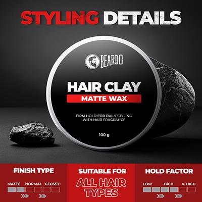 Beardo Hair Clay Wax - Strong Hold 100 gm - Hair Gels & Waxes