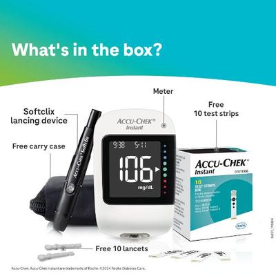 Accu-Chek Instant Glucometer with Free 10 Test Strips - Blood Glucose Monitors/Strips
