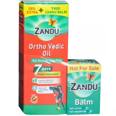 Zandu Ortho Vedic Oil (50ml + 10ml Free) 60 ml + Zandu Balm 8 ml - Pain Relief (Ayush)