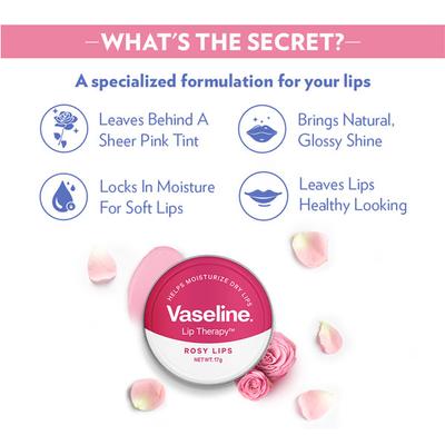 Vaseline Lip therapy Tins, Rosy Lips 17gm - Lip Scrubs