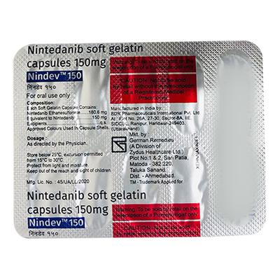 NINDEV 150mg Soft Gelatin Capsule 10's - Idiopathic Pulmonary Fibrosis