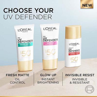 Loreal Paris Uv Defender Invisible Resist Daily Sunscreen SPF50 PA Lightweight 30 ml - Body Sunscreen