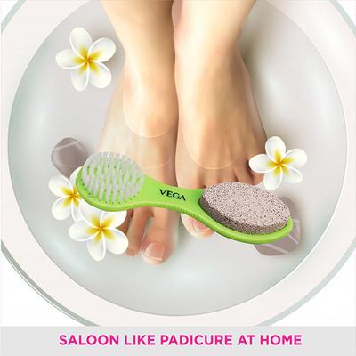 Vega 3 in 1 Pedicure Brush Kit Tool for Cleanse, Scrub & File Dead Skin (PD-20) - Manicure & Pedicure Kits