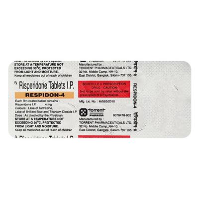 Respidon 4mg Tablet 10'S - Schizophrenia-Aps