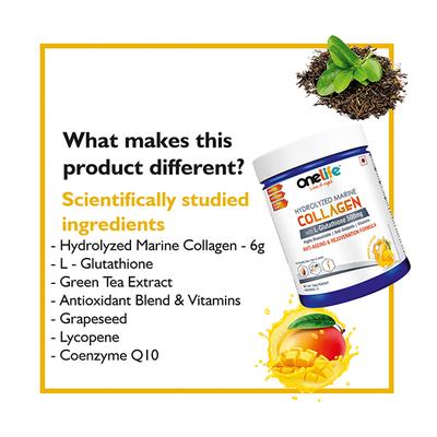Onelife Hydrolyzed Marine Collagen Powder 250 gm - Hair & Skin