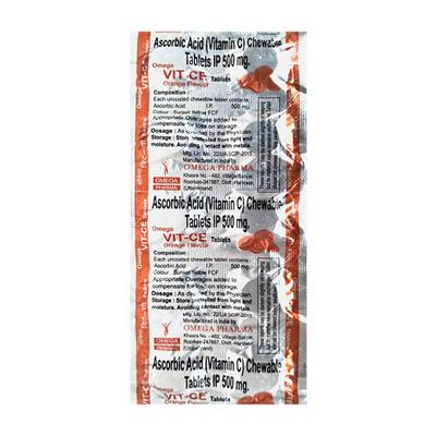 OMEGA VIT CE ORANGE FLAVOUR Chewable Tablet 10's - Supplements-Vic
