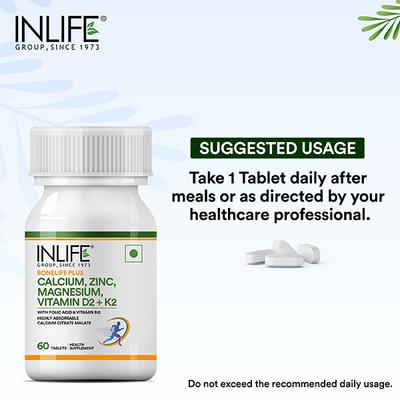 Inlife Calcium, Zinc, Magnesium, Vitamin D2 + K2 Tablet 60's - Multi-Vitamins