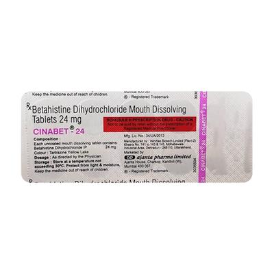 CINABET 24 MOUTH DISSOLVING Tablet 10's - Vertigo-Ant