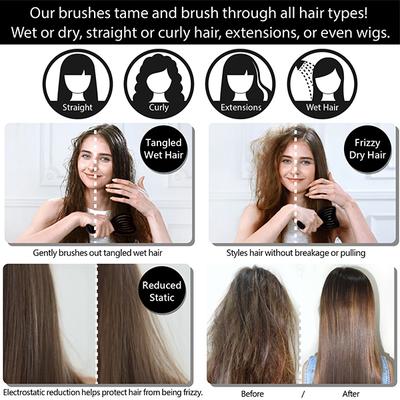 NuWay 4HAIR U.S. Patented Detangler Hair Brush for Men & Women - Sky Blue - Detangling DoubleC 1s 1's - Hair Brushes