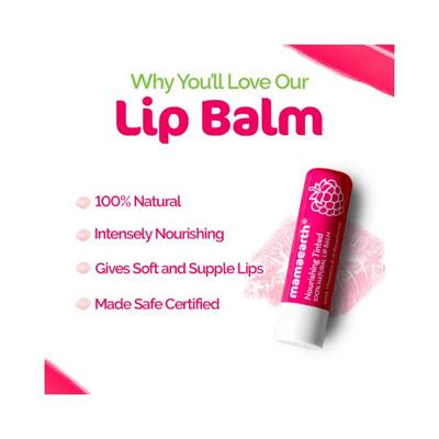 Mamaearth Nourishing Tinted 100% Natural Lip Balm with Vitamin E and Raspberry 4 gm - Lip Balms