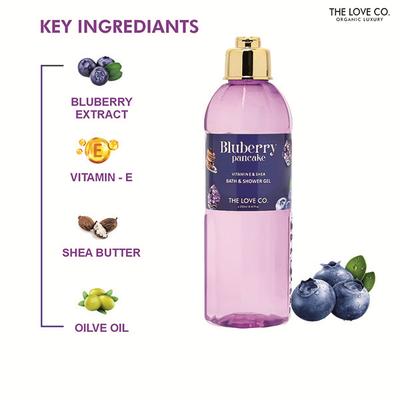 The Love Co. Luxury Blueberry Pancake Body Wash - Bath & Shower Gel for Men & Women - All Skin Types - 100% Vegan 250 ml - Shower Gels & Body Wash