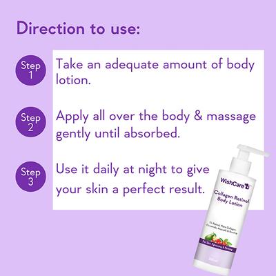 WishCare Collagen 1% Retinol Body Lotion - For Skin Tightening & Firming - With Niacinamide Ceramide Rosehip & Avocado 200 ml - Lotions & Creams