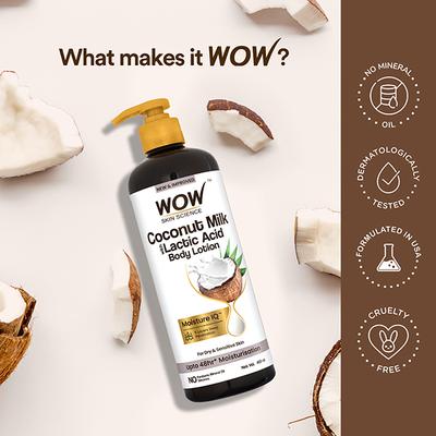 Wow Life Science Coconut Milk & Argan Oil Body Lotion - Medium Hydration 400 ml - Lotions & Creams