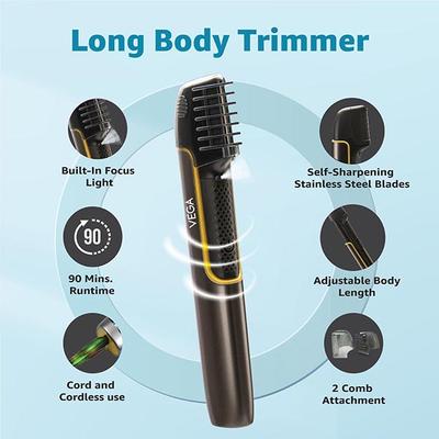 Vega Long Body Groomer & Trimmer for Men with Extendable Handle & Focus Light, (VHTH-29) 1's - Trimmers