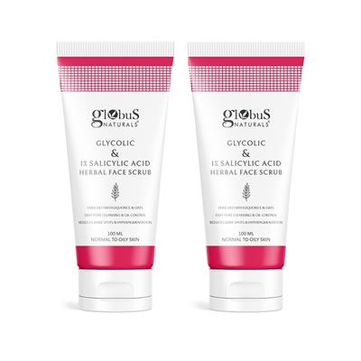 Globus Naturals Glycolic & 1% Salicylic Acid , 100gm each 2's - Scrubs & Exfoliants