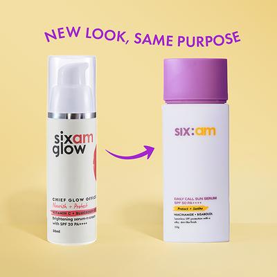 Sixam Glow Daily Call Sun Serum SPF 50 PA++++ with Niacinamide & Bisabolol, Weightless Sunscreen 50 ml - Body Sunscreen