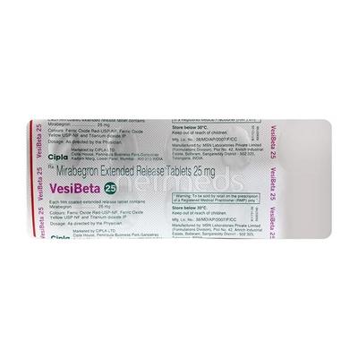 Vesibeta 25mg Tablet 10'S - Bladder And Prostate Disorders-Dru