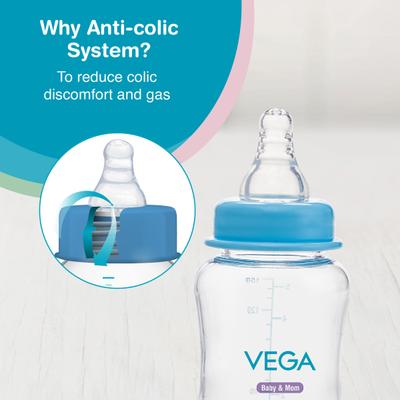 Vega Baby & Mom Tritan Feeding Bottle Regular Neck - Blue 150ml - Feeding & Nursing