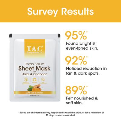 T.A.C - The Ayurveda Co. Ubtan Serum Sheet Mask with Haldi and Chandan Anti-Tan and Detox 22ml - Sheet Masks