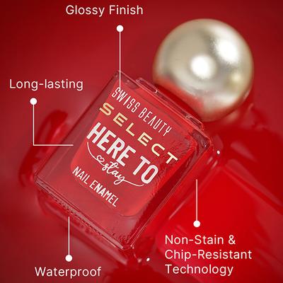 Swiss Beauty Select Here To Stay Nail Enamel With High Gloss Finish Metallic Gold 12 ml - Nail Polish
