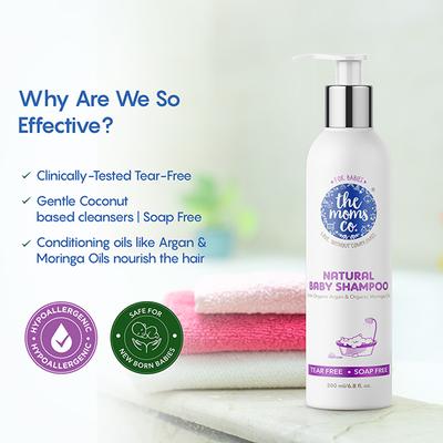 The Mom's Co. Natural Baby Shampoos with Organic Argan Oil and Organic Moringa Oil 200ml - Baby Shampoo