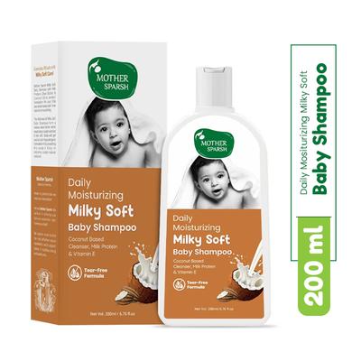 Mother Sparsh Milky Soft Baby Shampoo for Daily Moisturizing, with Milk Protein, Vitamin E and Coconut Oil 200 ml - Shampoos