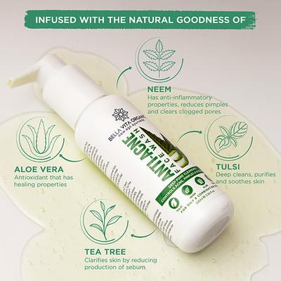 Bella Vita Organic Anti-Acne Face Wash,Deep Cleanser, Spot Treatment & Pimple Repair 100 ml - Face Wash & Cleansers