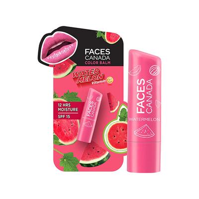 Faces Canada Colour Lip Balm - Watermelon 02 Vitamin C SPF15 12 Hrs Moisture 4.5gm - Lip Balms