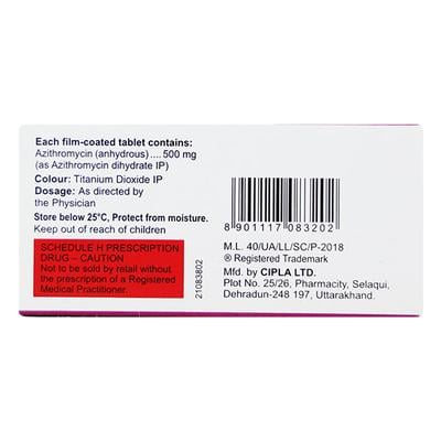 Azicip 500mg Tablet 3'S - Bacterial Infections-Mac