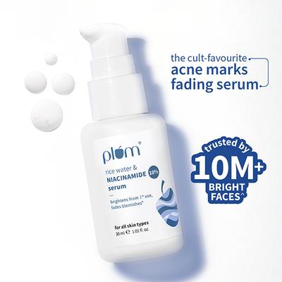 Plum 10% Niacinamide Face Serum with Rice Water Clarity Boost Fragrance free 30ml - Face Serum