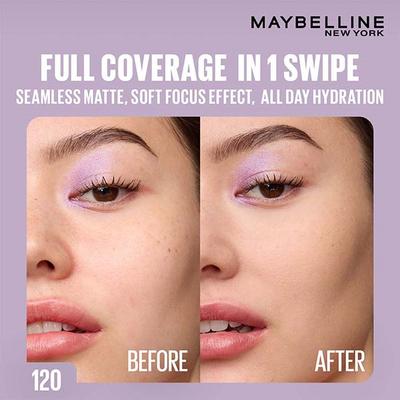 Maybelline New York Super Stay Flex Powder Foundation, 120, 30H Full Cover, Oil-Control 9 gm - Foundation