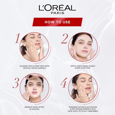 Loreal Paris Innovation Revitalift Crystal Micro-Essence Treatment Mask For Crystal Clear Skin 25gm - Sheet Masks
