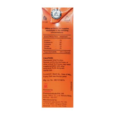 OLYTE ORS ORANGE FLAVOUR Liquid 200ml - Supplements-Ele