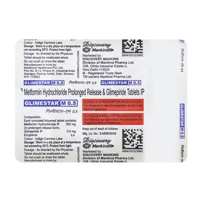 Glimestar M 0.5mg Tablet 10'S - Diabetes-Ant