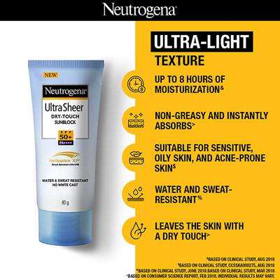 Neutrogena Ultra Sheer Dry-Touch Sunblock SPF 50+ PA+++ Helioplex XP 80 gm - Body Sunscreen