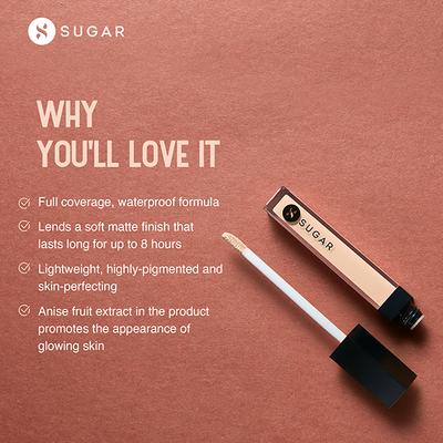 SUGAR Cosmetics Magic Wand Waterproof Concealer - 15 Cappuccino (Light Cool Undertone) 8.4 ML - Concealer