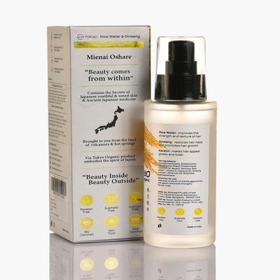 VIA TOKYO ORGANIC Rice Water & Ginseng Hair Serum, Frizz Control & Hair Strengthening, No Sulphates, No Paraben 100 ml - Hair Serums