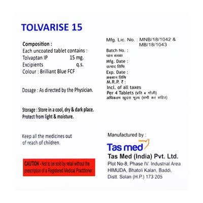 TOLVARISE 15 Tablet 4's - Hyponatremia