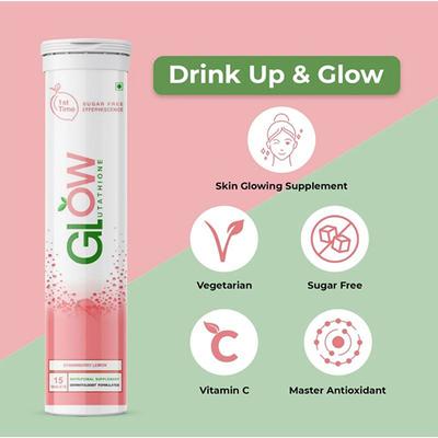 GlowGlutathione 2 In 1 Japanese L glutathione plus Vitamin C Tablets Strawberry Lemon Flavour 4's - General Health