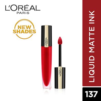 L'Oreal Paris Rouge Signature Matte Liquid Lipstick, 137 Red 8 ml - Lipsticks