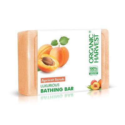 Organic Harvest Luxurious Bathing Bar - Apricot Scrub Soap Bar for Clear Skin, Scrub Soap Bar 125 gm - Soaps