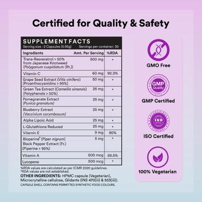 INLIFE Resveratrol 750 mg Veg Capsules 60's - Vital Health