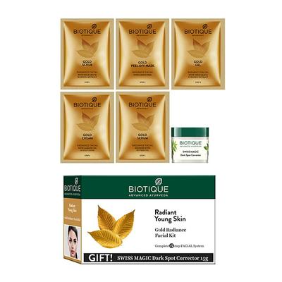 Biotique Gold Radiance Facial Kit 10gm each 5's - Facial Kits