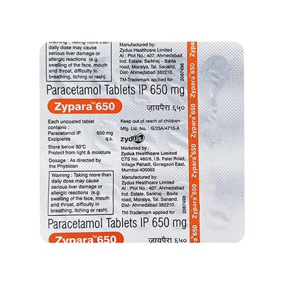 ZYPARA 650 Tablet 15's - Fever-Ana